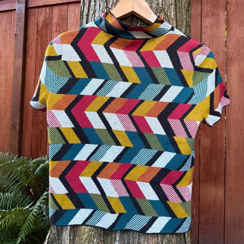 Maeve for Anthropologie Multicolor Geometric Knit Top + Skirt Sweater Set - Picture 4 of 6